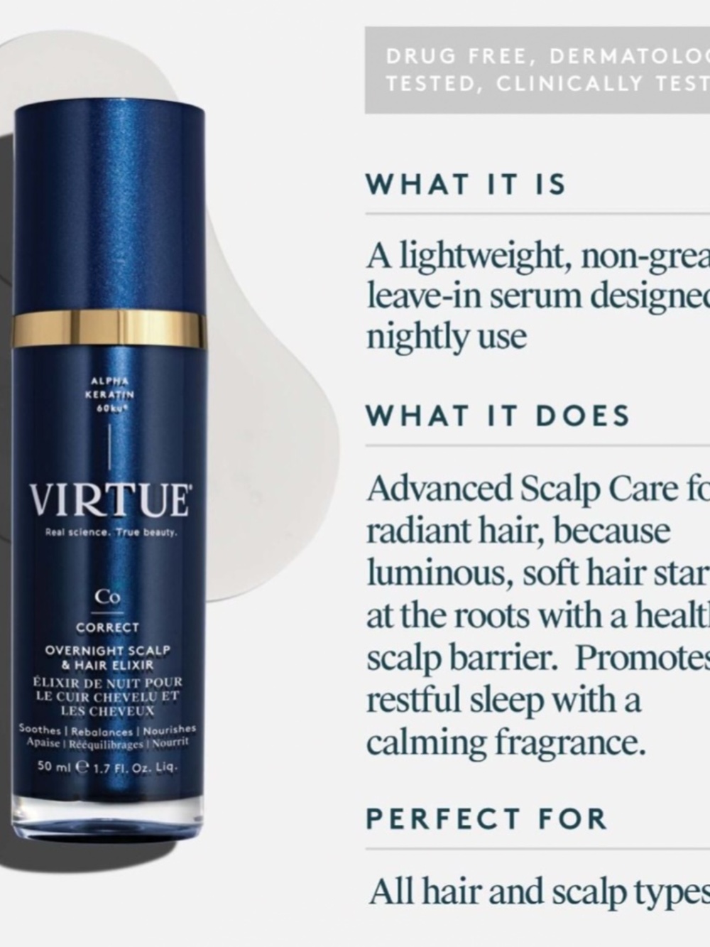 VIRTUE -  Overnight Scalp & Hair Elixir  NWOT